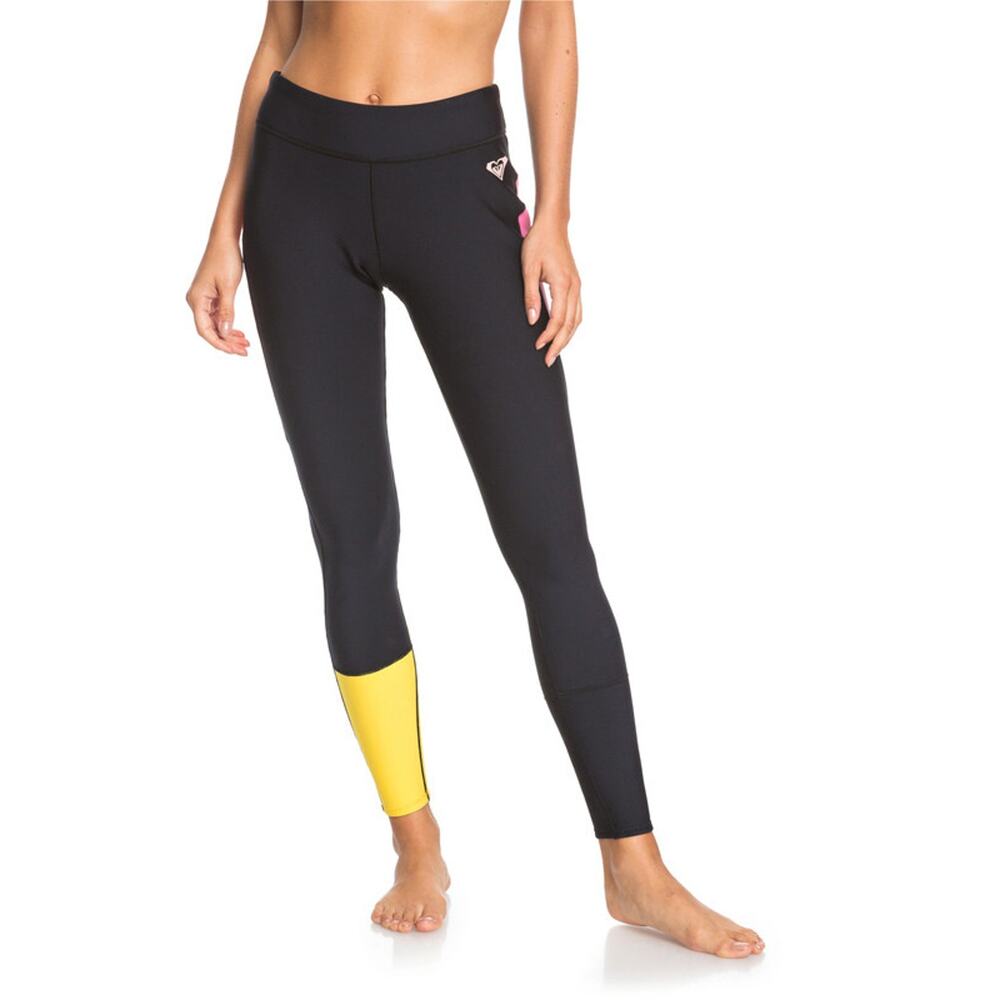 Roxy Women's Black and Yellow Colorblock Swim Leggings